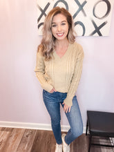 Load image into Gallery viewer, Khaki Twisted Ribbed Design Sweater
