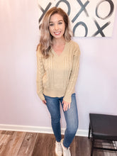 Load image into Gallery viewer, Khaki Twisted Ribbed Design Sweater
