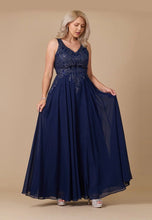 Load image into Gallery viewer, Plus Size Floral &amp; Vine Design Sleeveless Navy Dress (Sizes: 1XL-5XL)
