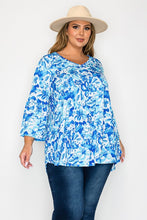 Load image into Gallery viewer, Plus Size Lilly Inspired Blue &amp; White Floral Top (Sizes: 3XL-5XL)
