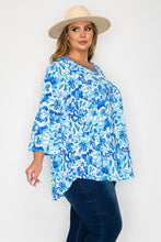 Load image into Gallery viewer, Plus Size Lilly Inspired Blue &amp; White Floral Top (Sizes: 3XL-5XL)
