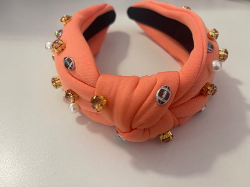 Orange Jeweled Football Game Day Headband Clemson