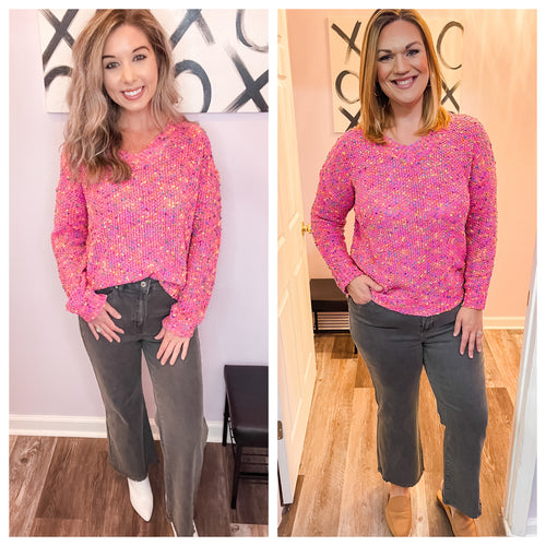 Pop Of Color Pink Confetti Sweater