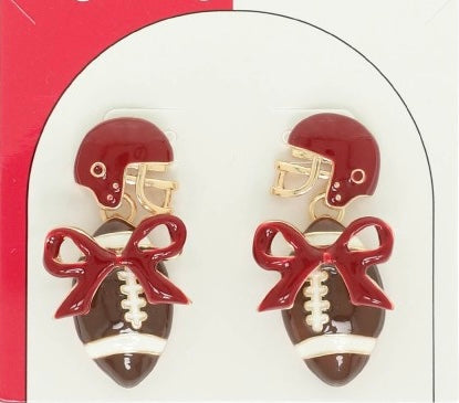 Garnet Football & Helmet Earrings