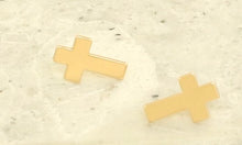 Load image into Gallery viewer, X-Small Petite Gold Cross Stud Earrings
