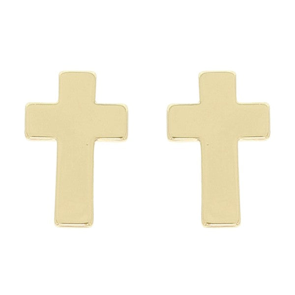 X-Small Petite Gold Cross Stud Earrings