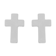 Load image into Gallery viewer, X-Small Petite Silver Cross Stud Earrings

