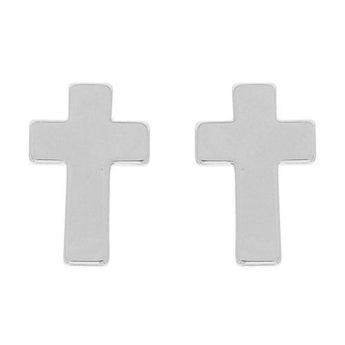 X-Small Petite Silver Cross Stud Earrings