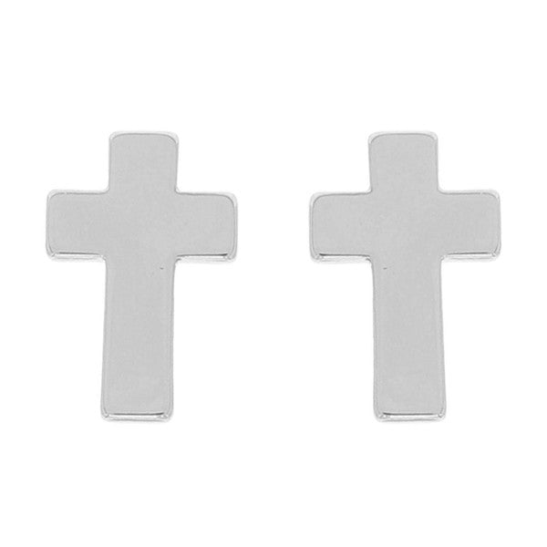 X-Small Petite Silver Cross Stud Earrings