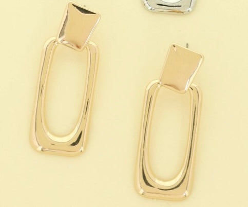 Gold Rectangular Earrings
