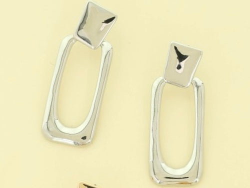 Silver Rectangular Earrings