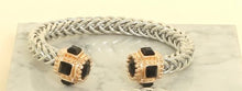Load image into Gallery viewer, Roped Silver Bracelet With Black Jewels &amp; Gold
