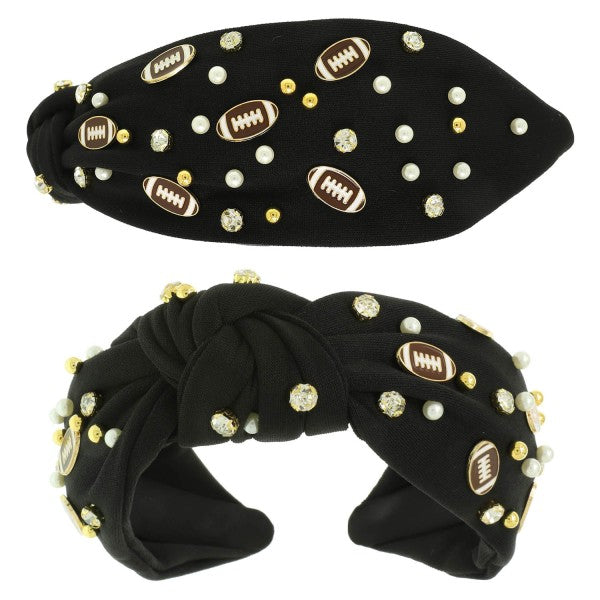 Black Jeweled Football Headband