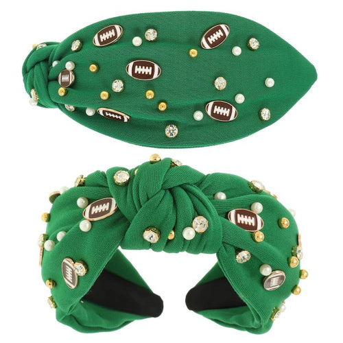 Green Jeweled Football Headband