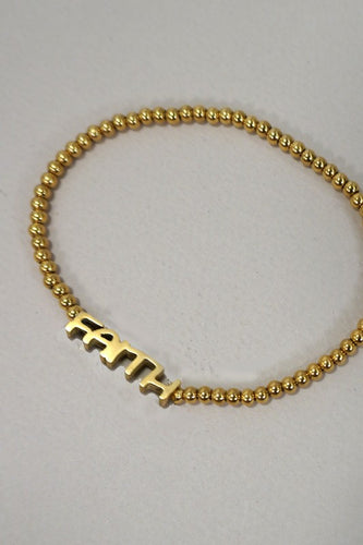 FAITH Beaded Gold Stretch Bracelet