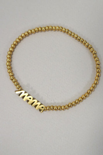 MAMA Beaded Gold Stretch Bracelet