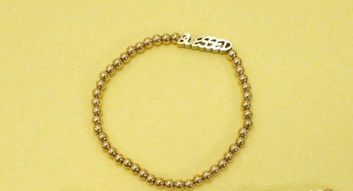 BLESSED Beaded Gold Stretch Bracelet