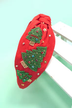 Load image into Gallery viewer, Beaded With Stars Christmas Tree Red Headband
