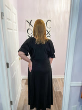 Load image into Gallery viewer, Plus Size Black Wrap Hi-Low Maxi Dress
