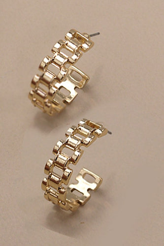 Gold Chain Design Hoop Earrings