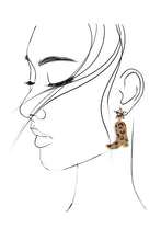 Load image into Gallery viewer, Leopard Print Cowgirl Boot &amp; Gold Star Earrings
