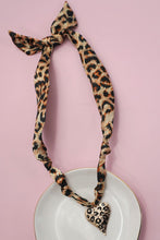 Load image into Gallery viewer, Gold Leopard Heart Pendant With Leopard Scarf Necklace

