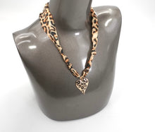 Load image into Gallery viewer, Gold Leopard Heart Pendant With Leopard Scarf Necklace
