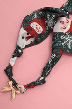 Load image into Gallery viewer, Gold Bow Pendant Christmas Snowman &amp; Santa Scarf Necklace
