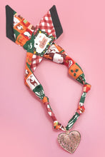 Load image into Gallery viewer, Gold Heart With Floral Vine Design Pendant Christmas Gingerbread Man &amp; Santa Scarf Necklace
