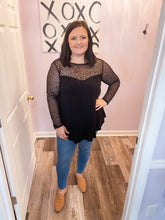 Load image into Gallery viewer, Black Leopard Mesh Long Sleeve Sweetheart Top
