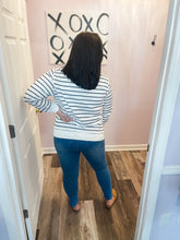 Load image into Gallery viewer, Plus Size Navy &amp; White Striped Sweater
