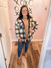 Load image into Gallery viewer, Plus Size Black &amp; Ivory Plaid Shacket
