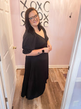 Load image into Gallery viewer, Plus Size Black Wrap Hi-Low Maxi Dress
