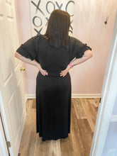 Load image into Gallery viewer, Plus Size Black Wrap Hi-Low Maxi Dress
