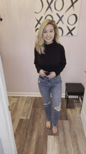 Load and play video in Gallery viewer, High Waist Distressed Jean With Frayed Bottoms
