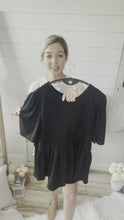 Load and play video in Gallery viewer, Plus Size Waffle Knit Black Smocked Top
