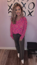 Load and play video in Gallery viewer, Pop Of Color Pink Confetti Sweater
