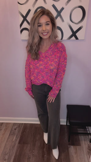 Pop Of Color Pink Confetti Sweater