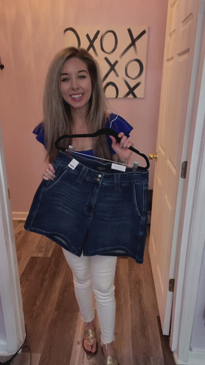 JUDY BLUE Plus Size High Waist Double Button Jean Shorts (Sizes: 1XL-3XL)