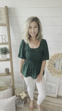 Load and play video in Gallery viewer, Burgundy Smocked Peplum Top
