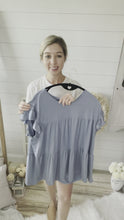 Load and play video in Gallery viewer, Plus Size Dusty Blue Tiered Top

