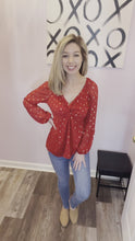 Load and play video in Gallery viewer, Red &amp; Gold Foil Twist Top
