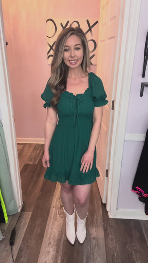 Emerald Green Smocked Dress