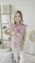 Load and play video in Gallery viewer, Lilly Inspired Floral &amp; Striped Lightweight Top
