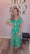 Load and play video in Gallery viewer, Green Floral Smocked Upper Half Dress
