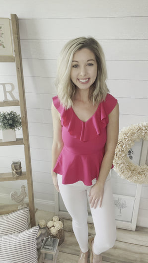 Fuchsia Ruffled Peplum Top