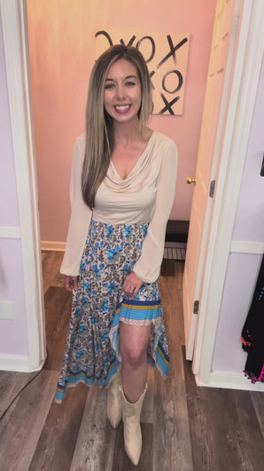 Floral Print Ruffle Maxi Skirt