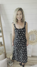 Load and play video in Gallery viewer, Black Floral Print Midi Dress
