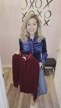 Load and play video in Gallery viewer, Dark Red Velvet Feeling Buttoned Long Sleeve Top
