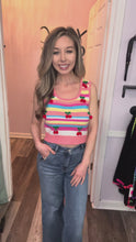 Load and play video in Gallery viewer, Multi-Colored Knit Tank With Cherry Detailing
